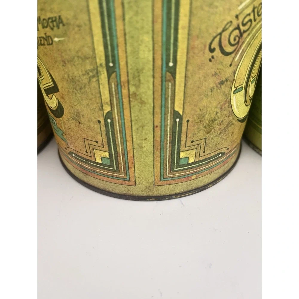 Vintage‎ Balonoff Canister Tin Set Green 1970s Rustic Flour Sugar Coffee Tea